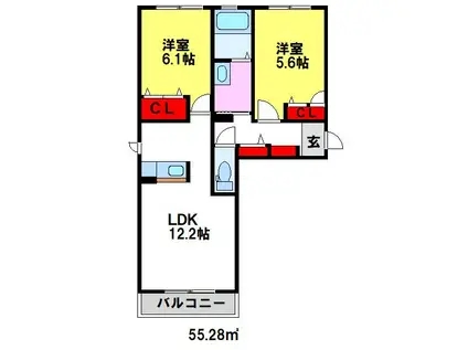 プロムナード(2LDK/2階)の間取り写真