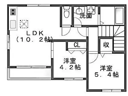 グラスイズ(2LDK/2階)の間取り写真