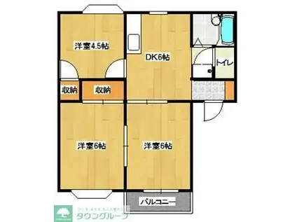 HIGH HOMES A棟B棟(3DK/2階)の間取り写真