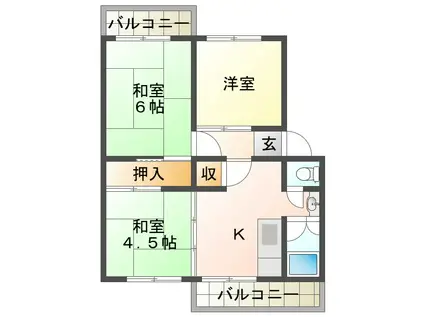 神陵台団地(3DK/5階)の間取り写真