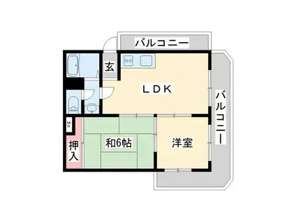 ベルコート加古川(2LDK/5階)の間取り写真