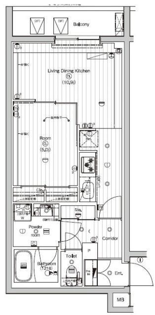 PREMIUMCUBE東高円寺DEUX(1LDK/4階)の間取り写真