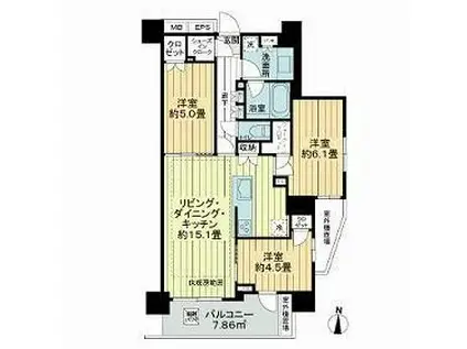 ライオンズ綾瀬セントマークス(3LDK/7階)の間取り写真