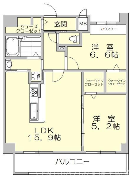 FMTレジデンス博多(2LDK/10階)の間取り写真
