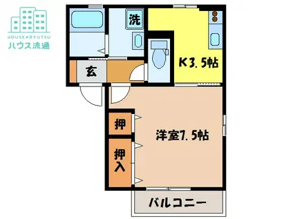 ガーデンハイツIII(1K/2階)の間取り写真