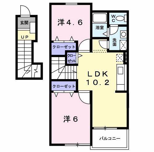 SOLEADOI(2LDK/2階)の間取り写真
