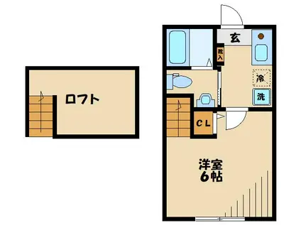 ライブリー元橋本(1K/2階)の間取り写真