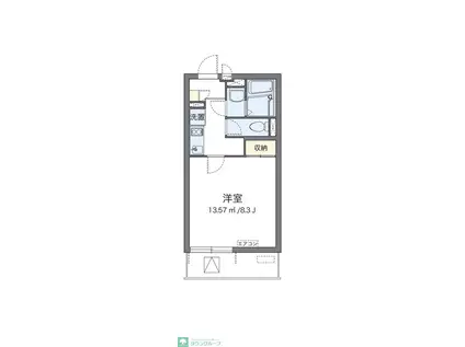 クレイノワコウサンハイツ蕨(1K/2階)の間取り写真