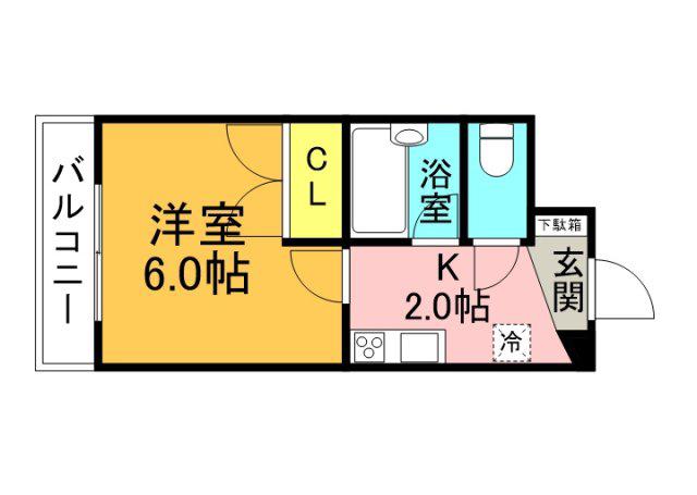 平岩ビル(1K/3階)の間取り写真