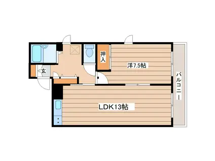 ベルコーポ(1LDK/3階)の間取り写真