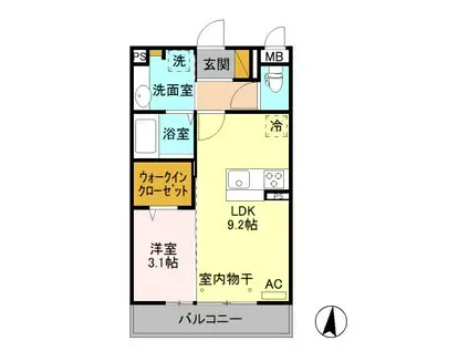 コンフィデンス(1LDK/2階)の間取り写真