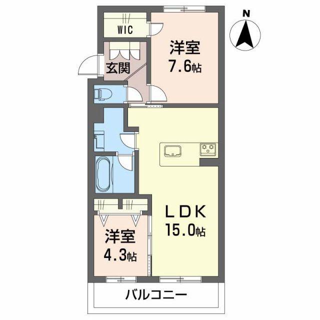 シャーメゾン蘇原村雨(2LDK/2階)の間取り写真