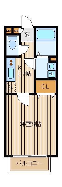 プライムコートワン(1K/1階)の間取り写真