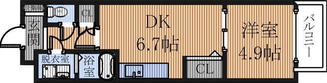 リバーライズ本町橋(1DK/7階)の間取り写真