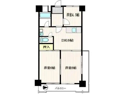 光シャンブル府中(3DK/2階)の間取り写真