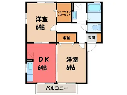 リヴィエールTOKI B(2DK/2階)の間取り写真