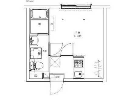 シャンファーレルリエ一之江サウス(1K/2階)の間取り写真