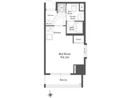 CONDE相模原(ワンルーム/2階)の間取り写真