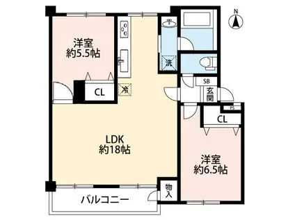産業三鷹第9アパート(2LDK/5階)の間取り写真