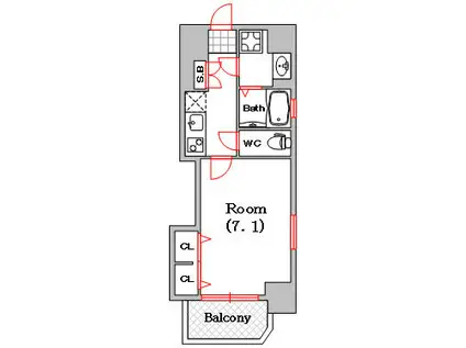 レオンコンフォート難波ミラージュ(1K/4階)の間取り写真