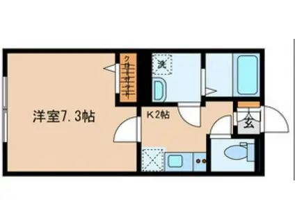 TスクエアC棟(1K/2階)の間取り写真
