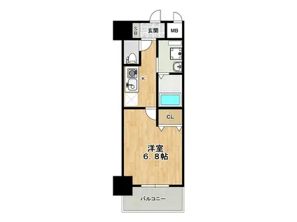 ふぁみーゆ服部天神(1K/9階)の間取り写真