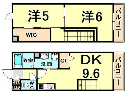 リーガランド南塚口(2DK/3階)の間取り写真