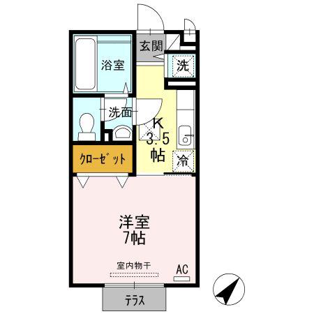 シャレック(1K/1階)の間取り写真