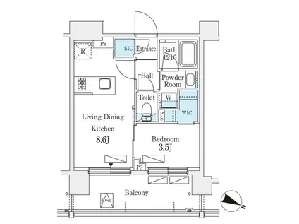 シーズンフラッツ町屋(1LDK/7階)の間取り写真