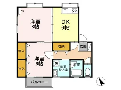 グリーンハウスマツダ B(2DK/2階)の間取り写真