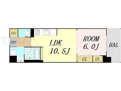 グランセジュール大国町(1LDK/8階)の間取り写真