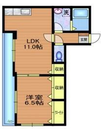 ルーエ白鷺(1LDK/1階)の間取り写真