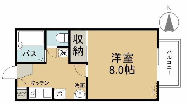 ヴィレッジKI(1K/2階)の間取り写真