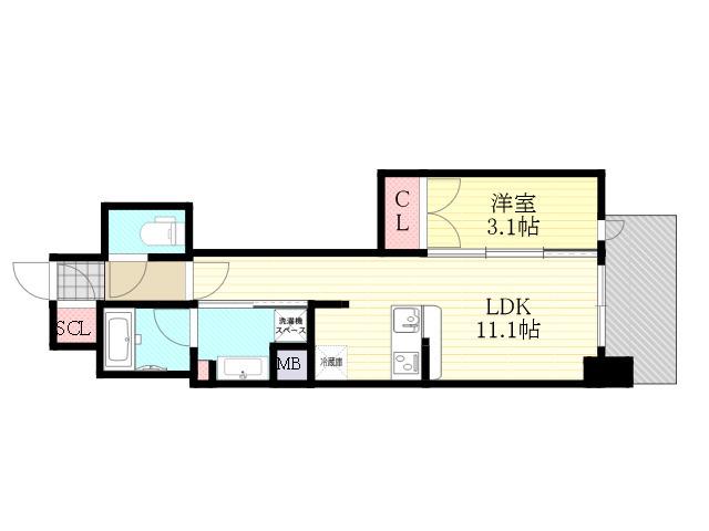 リビオメゾン新大阪(1LDK/7階)の間取り写真
