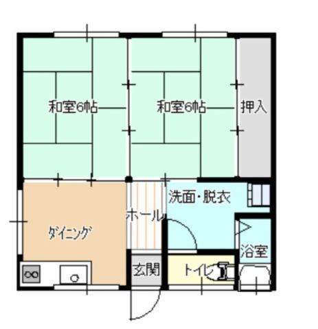 水呑向丘アパート(2DK/1階)の間取り写真
