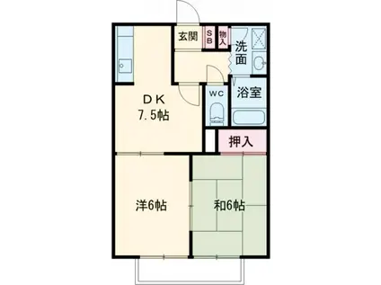 プレジオ宝町(2DK/2階)の間取り写真