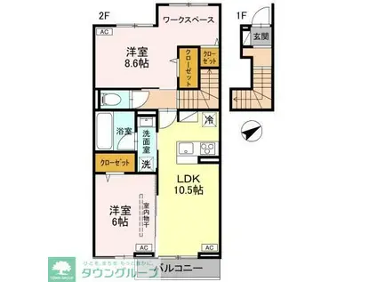 WISTERIA III(2LDK/2階)の間取り写真