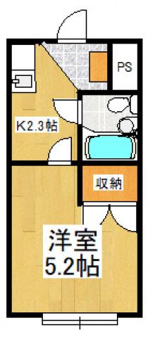 ヘリオス378谷保(1K/1階)の間取り写真