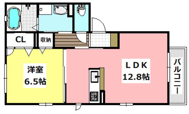豊川モリハイツ A棟(1LDK/1階)の間取り写真