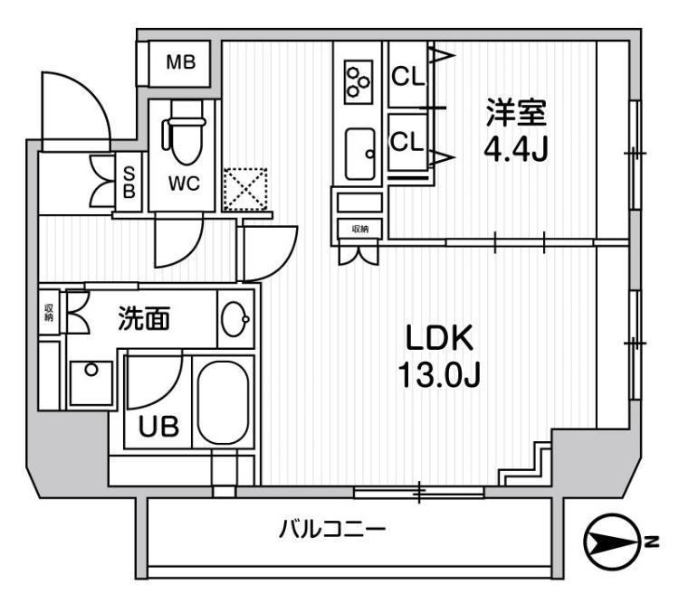 ジェノヴィア浅草橋IIスカイガーデン(1LDK/2階)の間取り写真