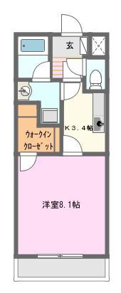 ブラウンコート(1K/3階)の間取り写真