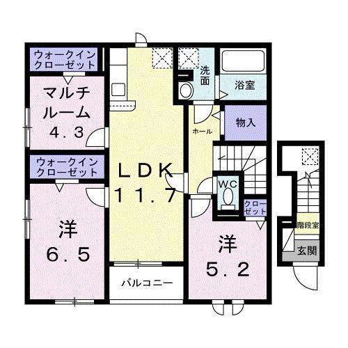 ブロッサム プラム館(3LDK/2階)の間取り写真