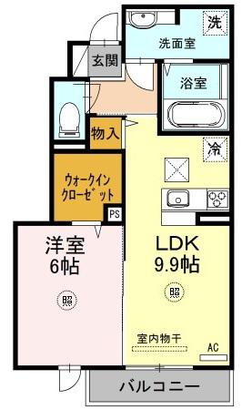 リヴェール フォスター(1LDK/1階)の間取り写真