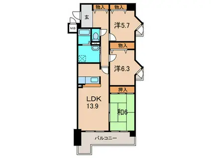 ルミエール桜ヶ丘(3LDK/2階)の間取り写真