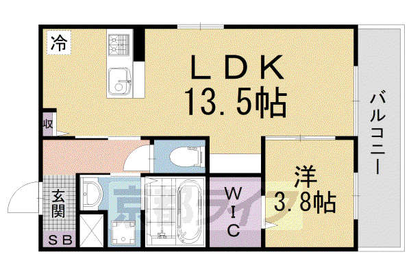 JFORT京都山科II(1LDK/2階)の間取り写真