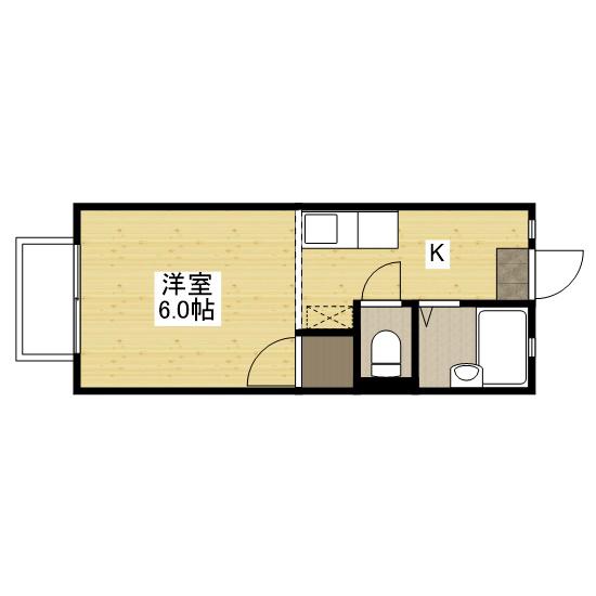 夢ハイツ(ワンルーム/1階)の間取り写真