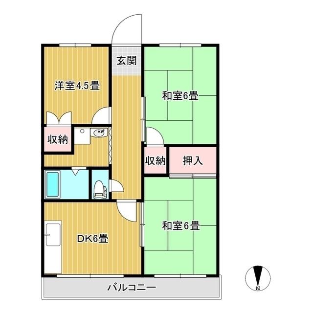 カレント国分寺A(3DK/3階)の間取り写真