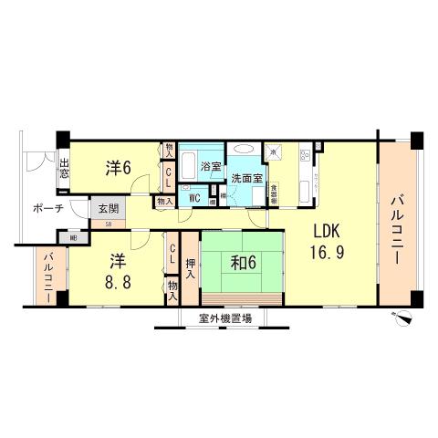 ジークレフ芦屋(3LDK/4階)の間取り写真