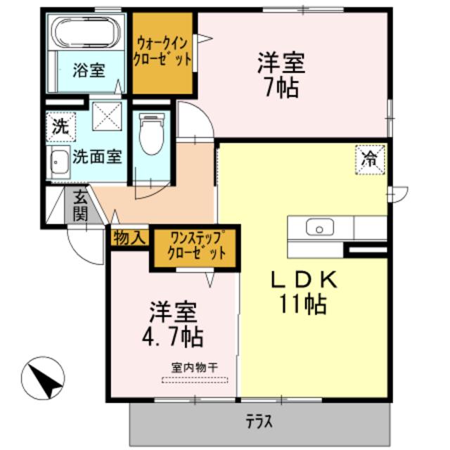 プランドール アーク(2LDK/1階)の間取り写真