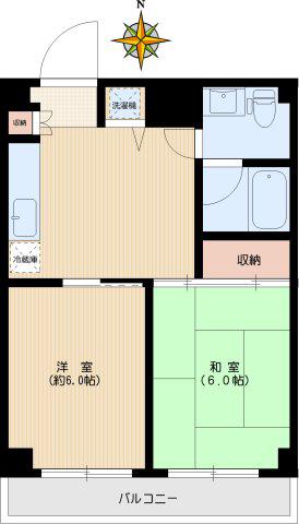 パークサイド関(2DK/3階)の間取り写真